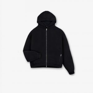Represent Initial Boxy Zip Through Hoodie - Jet Black