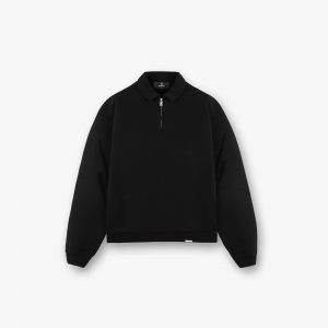 Represent Initial Boxy Quarter Zip - Jet Black
