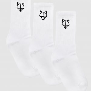 Naked Wolfe 3 Pack Womens Crew Socks White