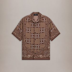 Amiri MA CHECK CAMP SHIRT - Tobacco