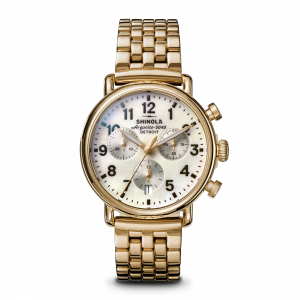 Shinola Runwell Chronograph Watch - MOP Gold Bracelet