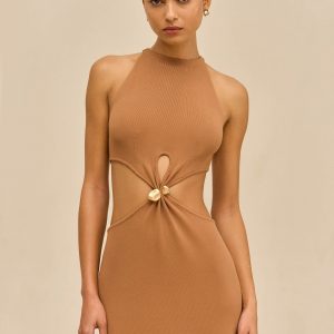 Cult Gaia CYPRESS KNIT DRESS - RICH CLAY