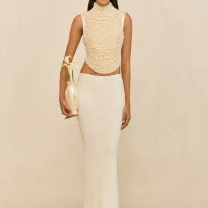 Cult Gaia CHANTEL SKIRT - OFF WHITE CREPE