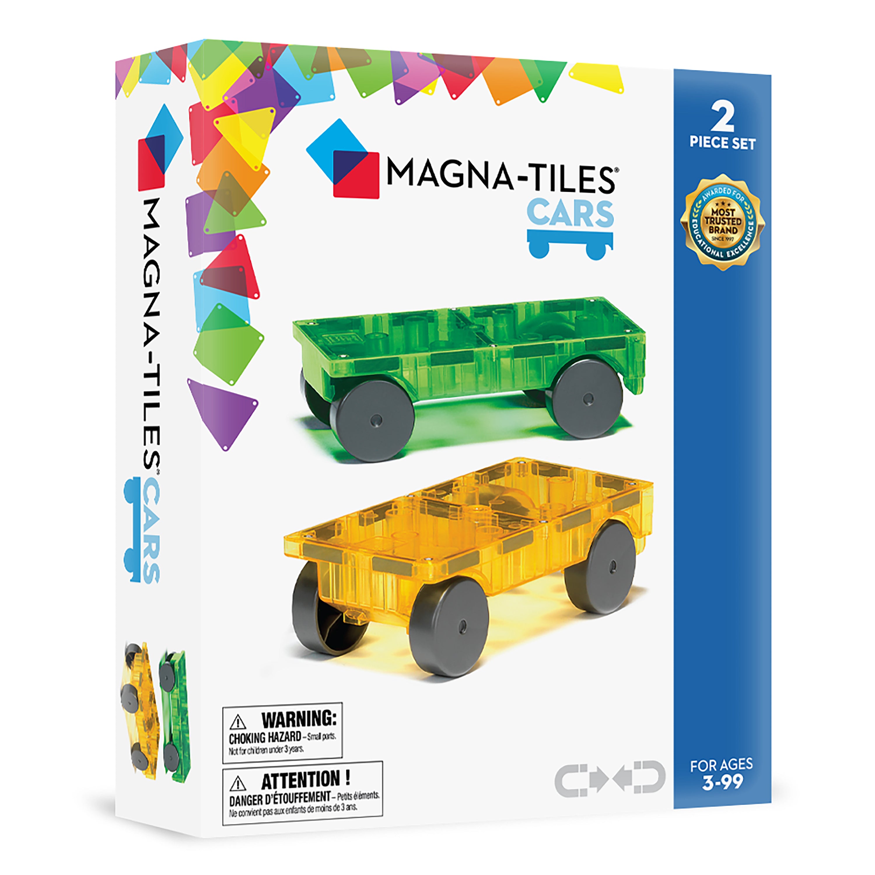 Magna-Tiles Cars 2 Piece Expansion Set: Green & Yellow