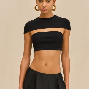 Cult Gaia BRETT TOP - BLACK