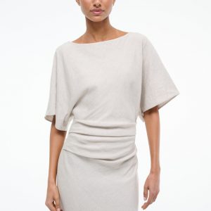 Staud AMELIE LINEN DRESS | NATURAL