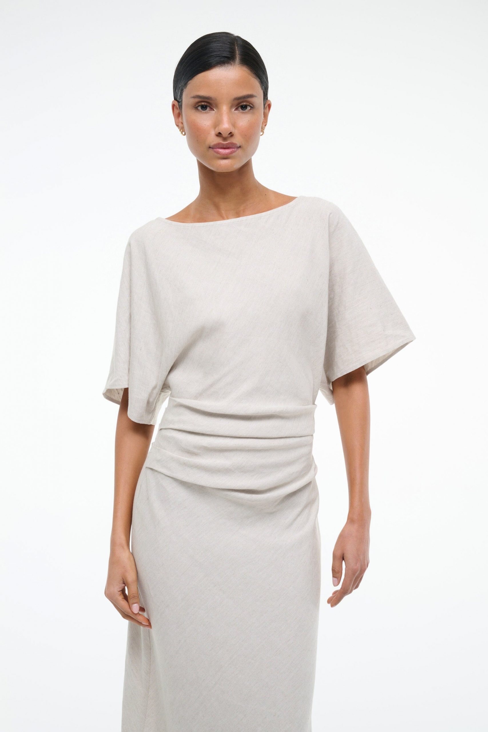 Staud AMELIE LINEN DRESS | NATURAL
