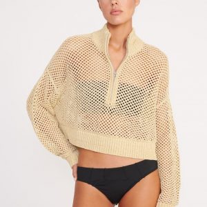 Staud CROPPED HAMPTON SWEATER | NATURAL