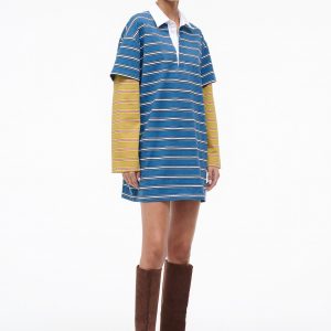 Staud IVAR DRESS | CHARTREUSE STRIPE NAUTIC STRIPE