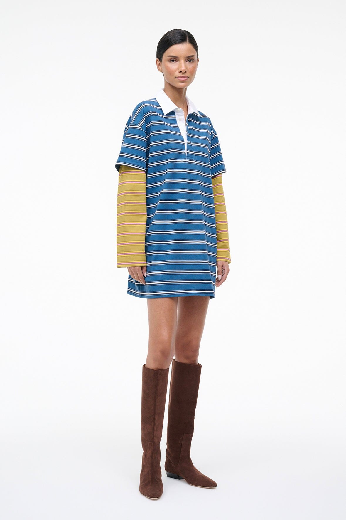 Staud IVAR DRESS | CHARTREUSE STRIPE NAUTIC STRIPE