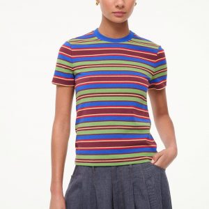 Staud WEEKEND CREW TEE | SPECTRUM STRIPE