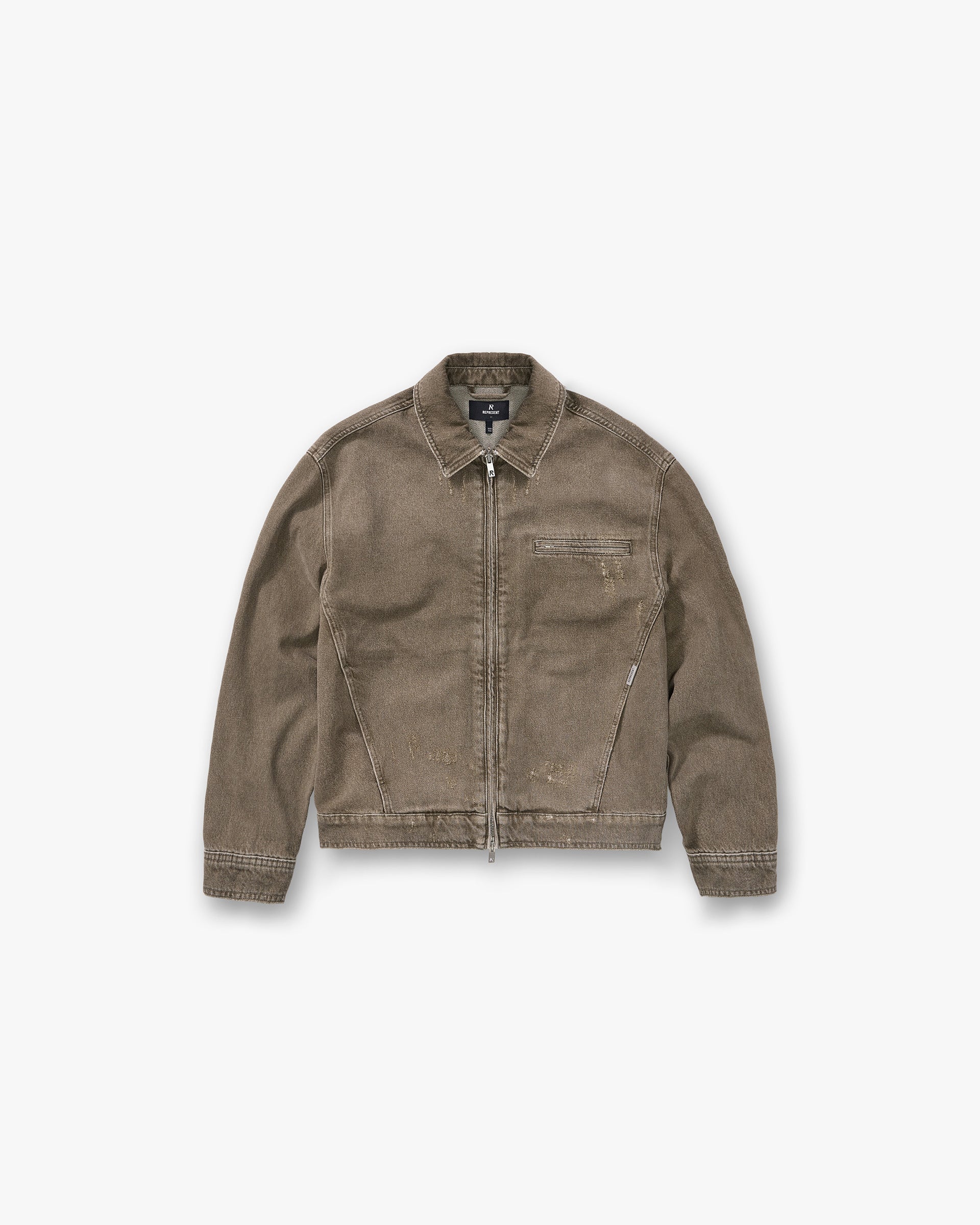 Represent Collared Denim Jacket - Washed Olive