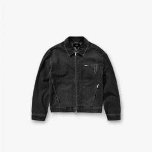 Represent Collared Denim Jacket - Aged Black