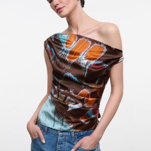 Staud PHARE SILK TOP | BUTTERFLY SKY