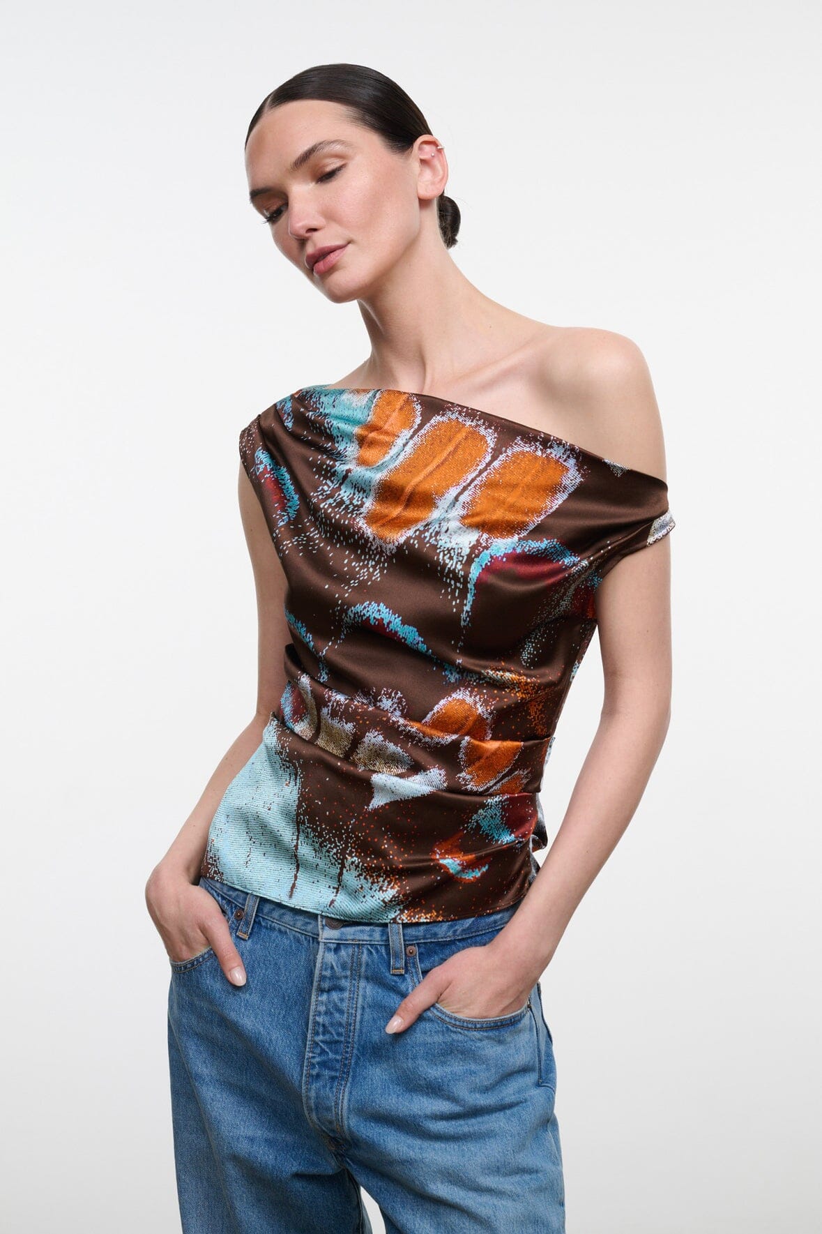 Staud PHARE SILK TOP | BUTTERFLY SKY