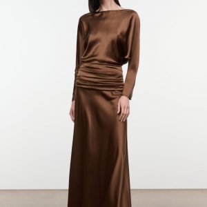 Staud FREDA SILK DRESS | CIGAR