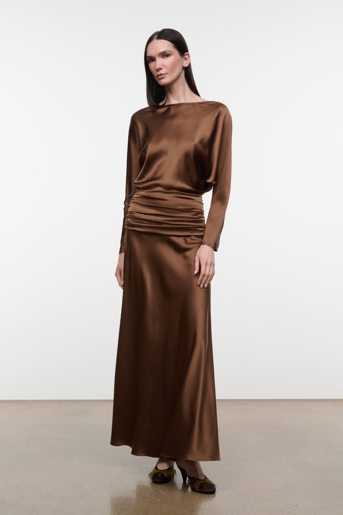 Staud FREDA SILK DRESS | CIGAR