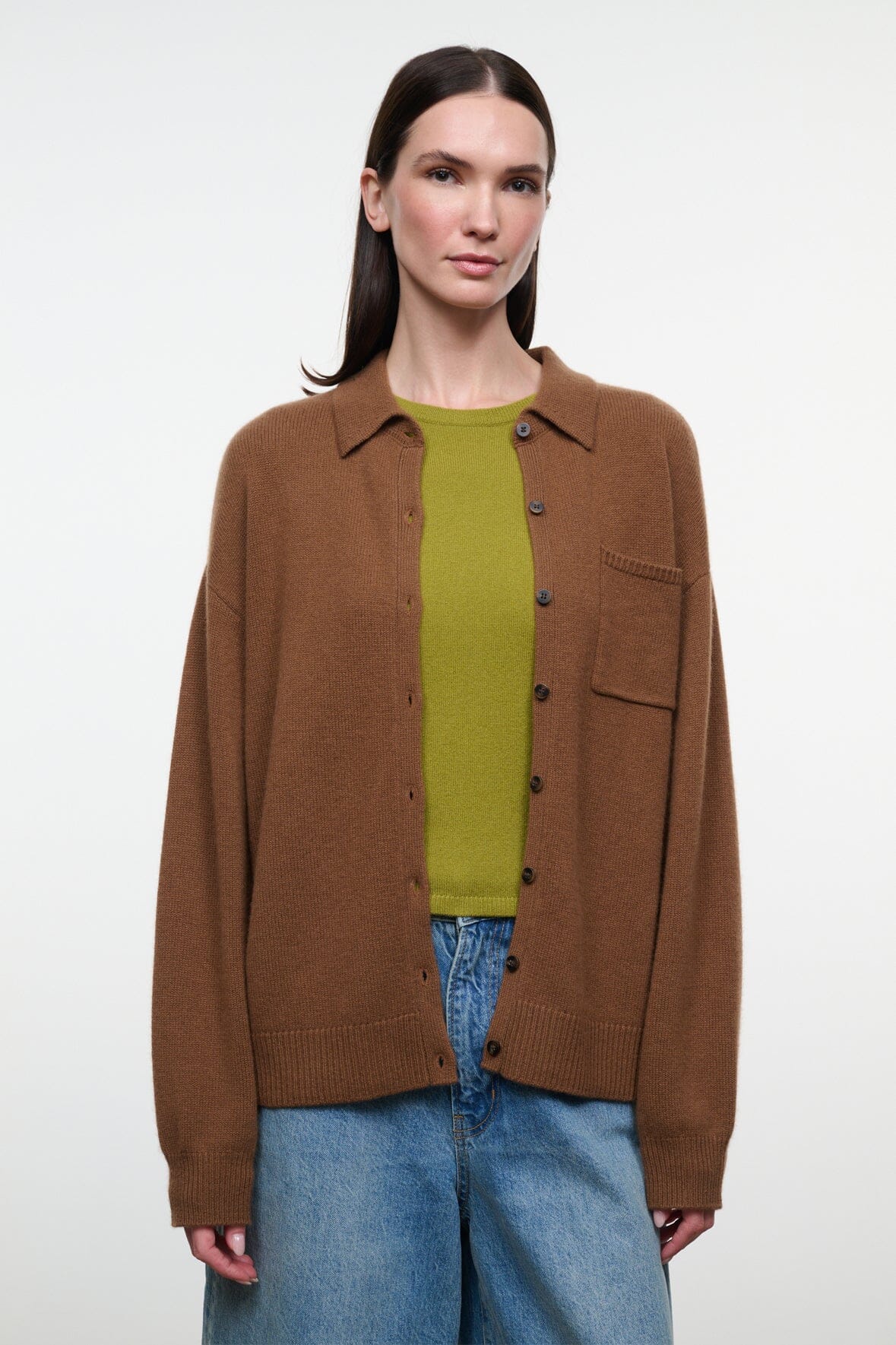 Staud CAMERON CASHMERE CARDIGAN | CIGAR
