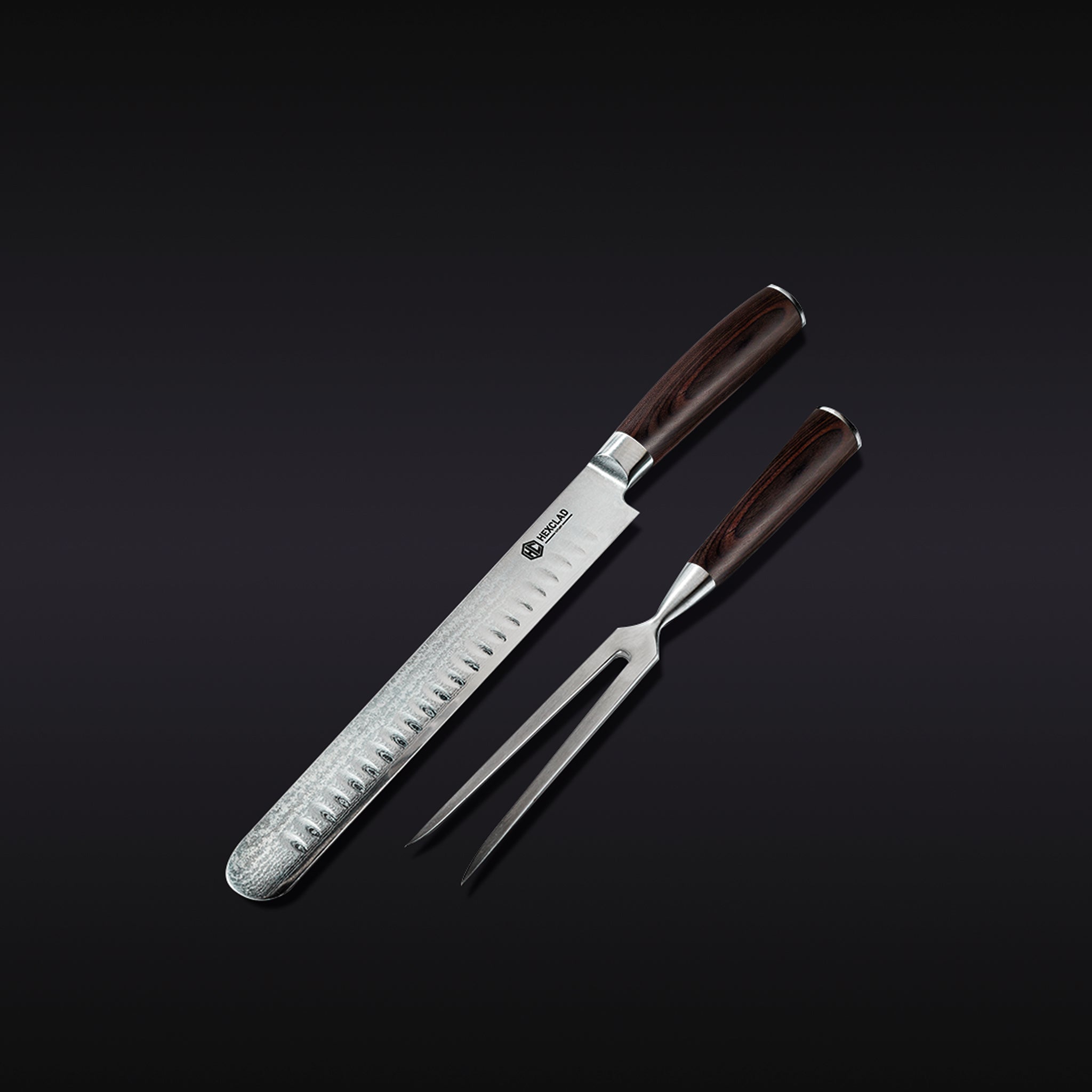 HexClad Damascus Steel Carving Set, 2-pc (Espresso)