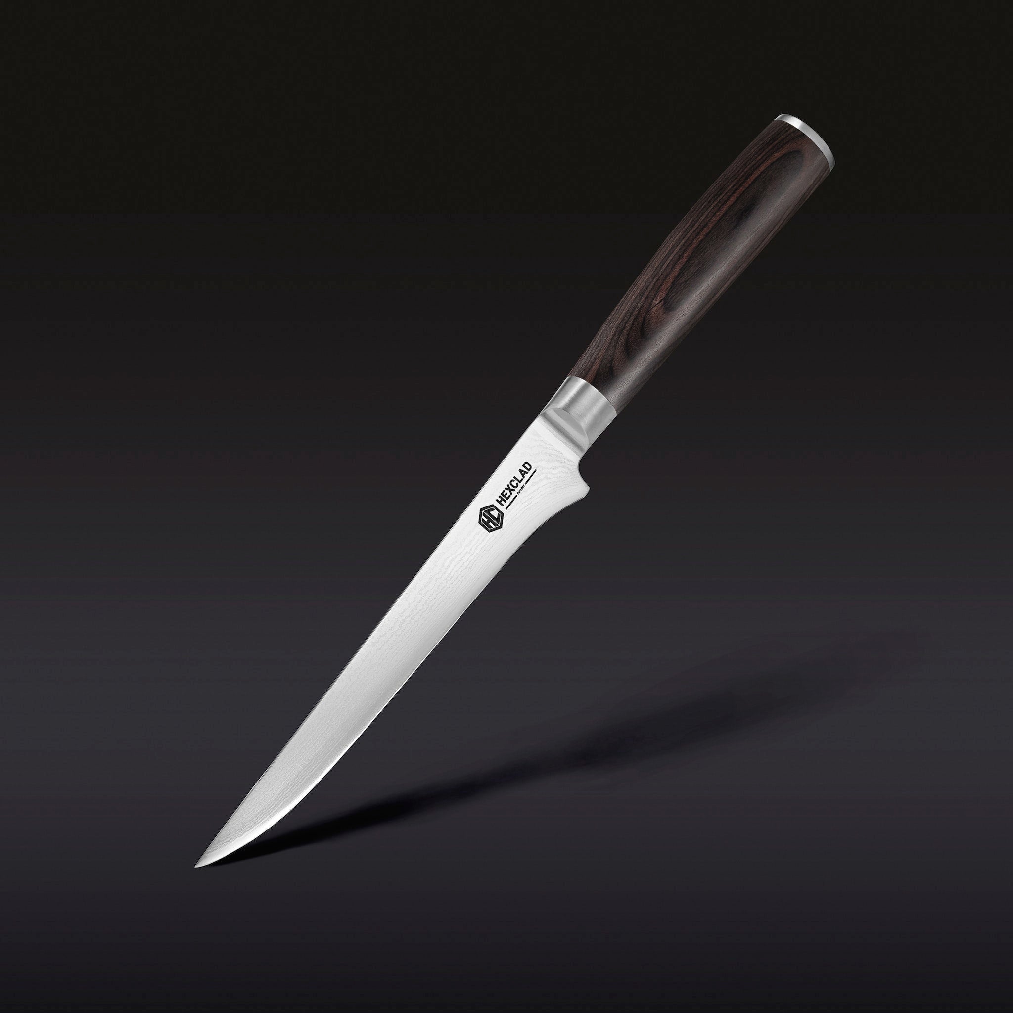 HexClad Damascus Steel Boning & Fillet Knife, 6" (Espresso)
