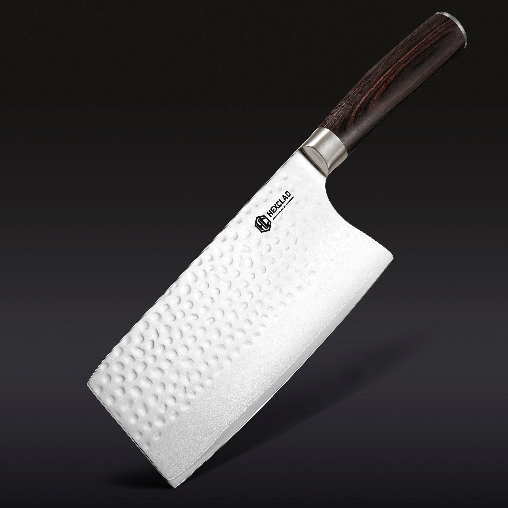 HexClad Damascus Steel Cleaver, 7" (Espresso)