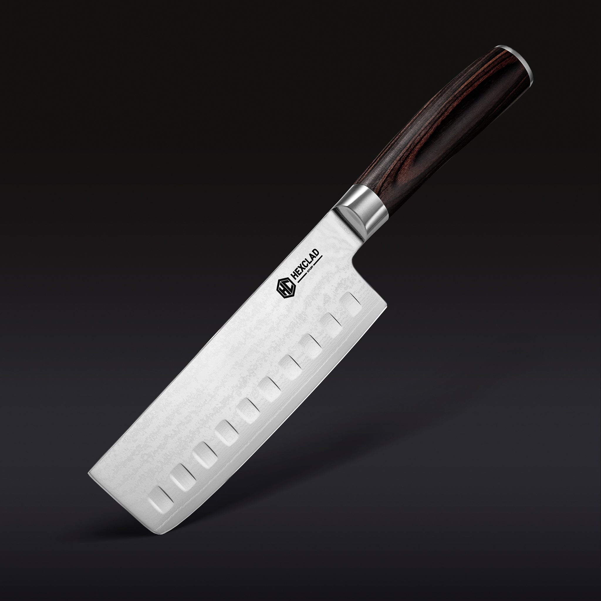 HexClad Damascus Steel Nakiri Knife, 6.5" (Espresso)