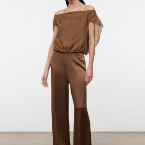 Staud STROLL SILK PANT | CIGAR
