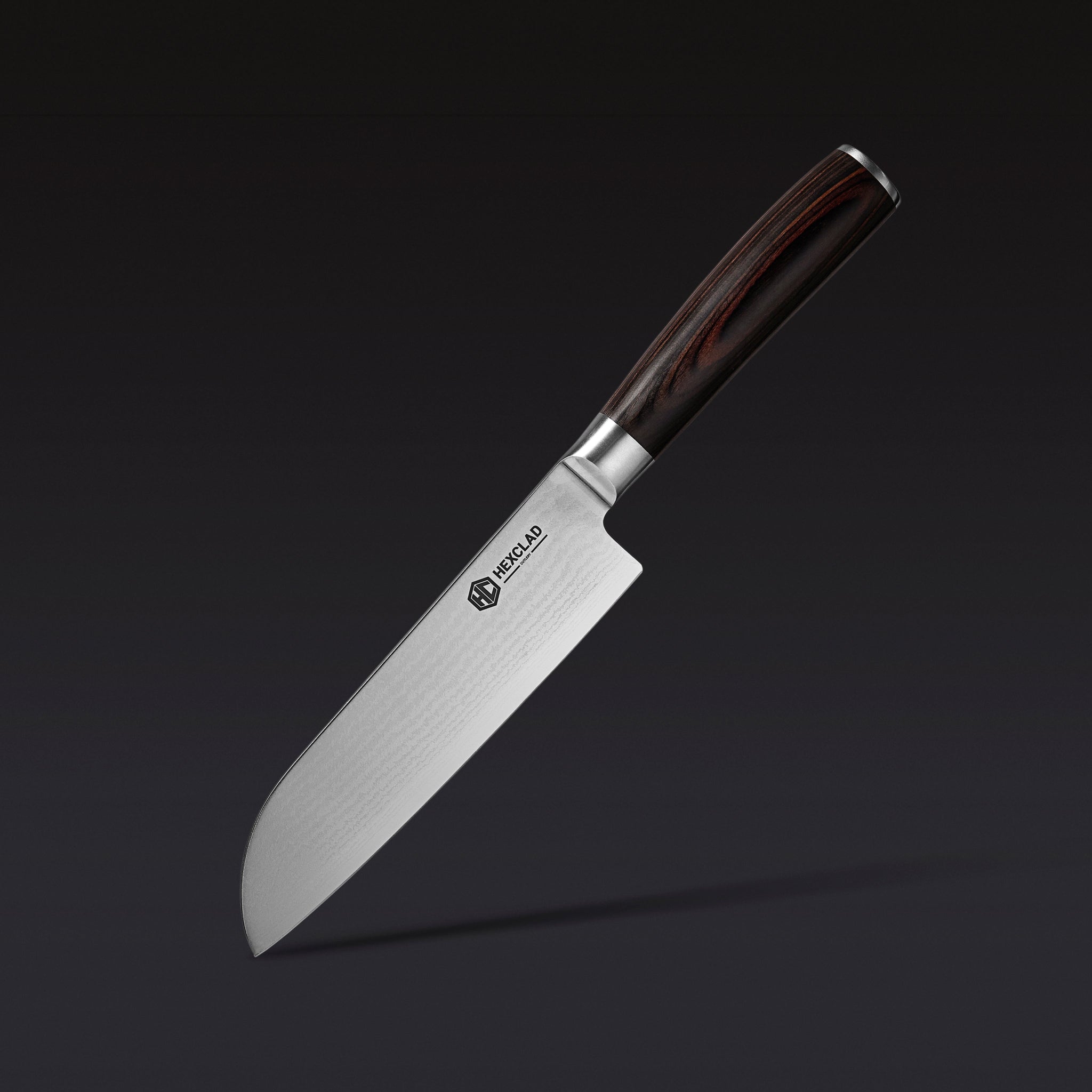 HexClad Damascus Steel Santoku Knife, 7" (Espresso)
