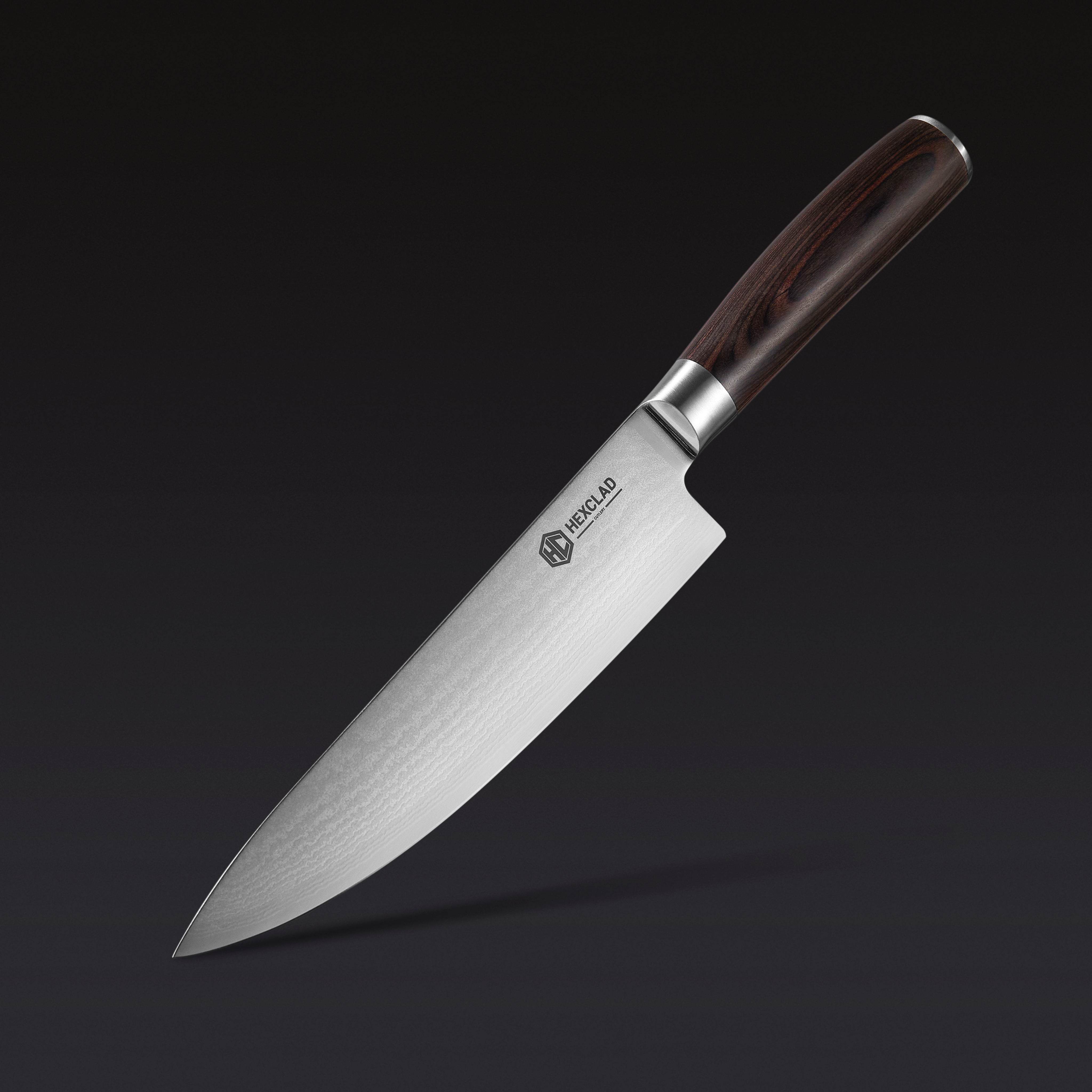 HexClad Damascus Steel Chef's Knife, 8" (Espresso)