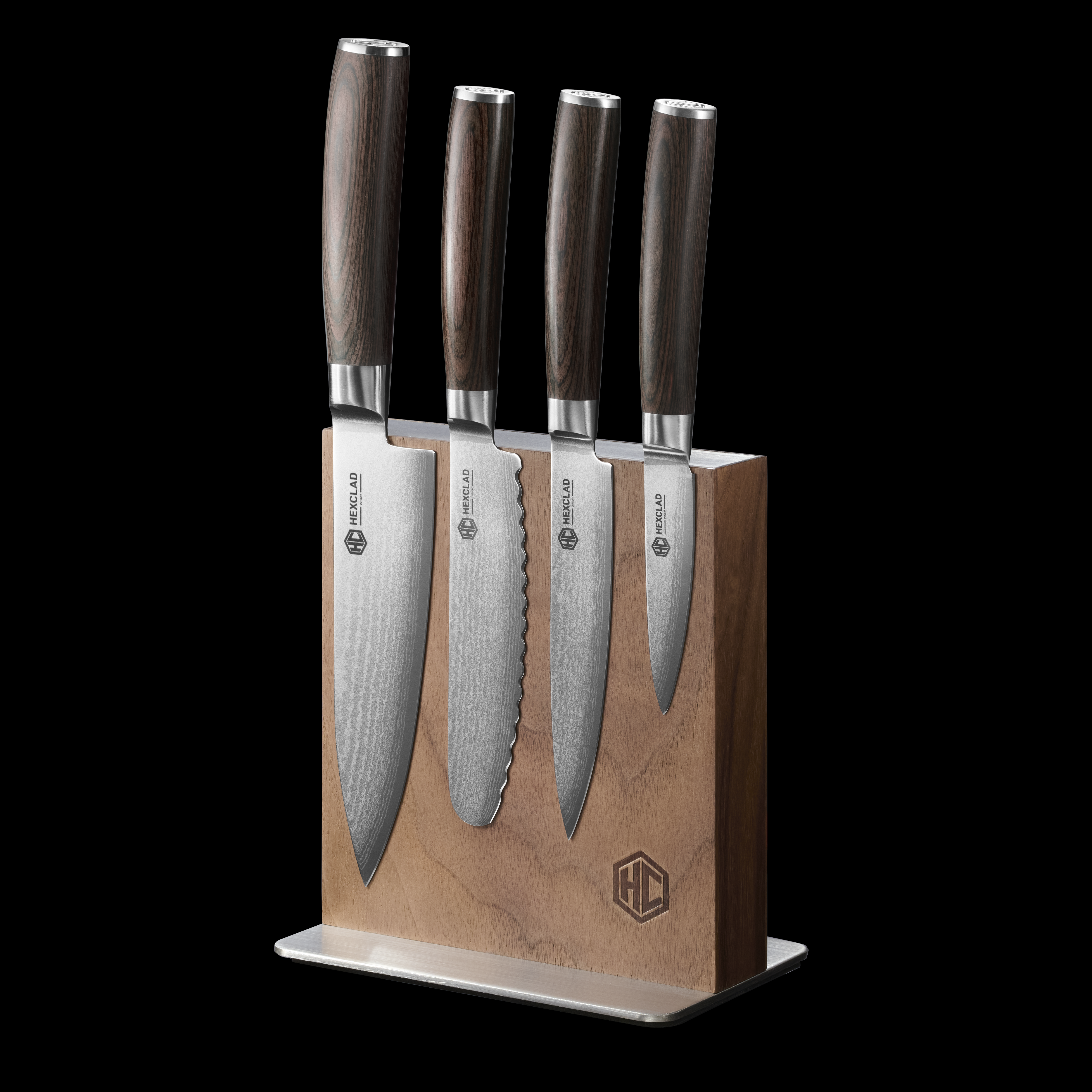 HexClad Damascus Steel Studio Knife Set, 5-pc (Espresso)