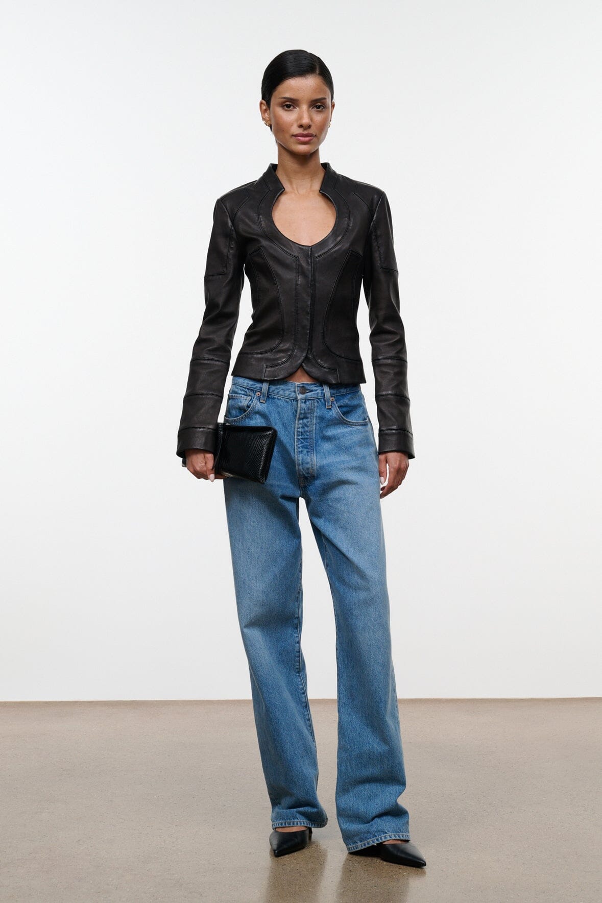 Staud BLAIR LEATHER JACKET | BLACK
