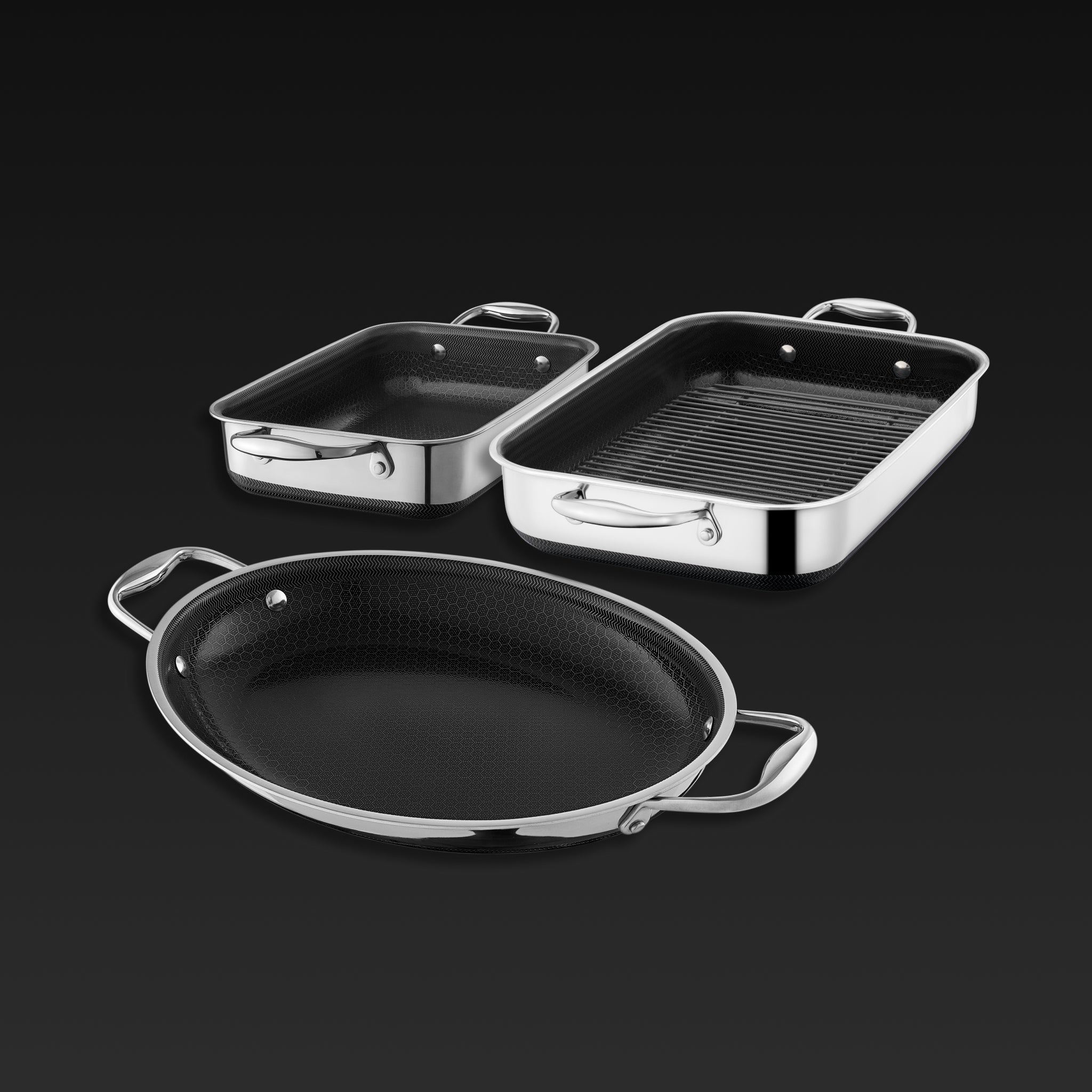 HexClad Hybrid Roasting Pan Set, 4-pc