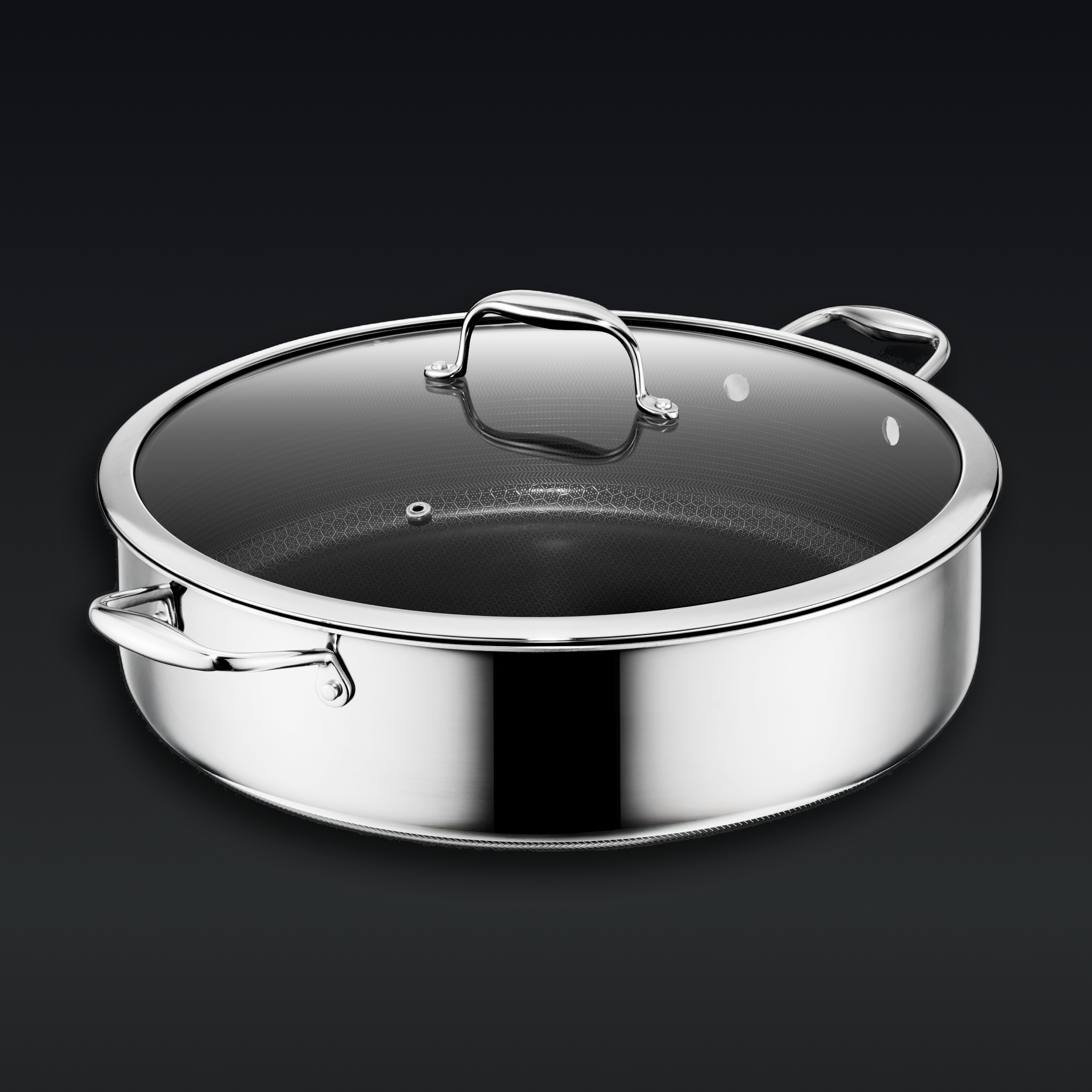 HexClad Hybrid Deep Sauté Pan with Lid, 10-QT