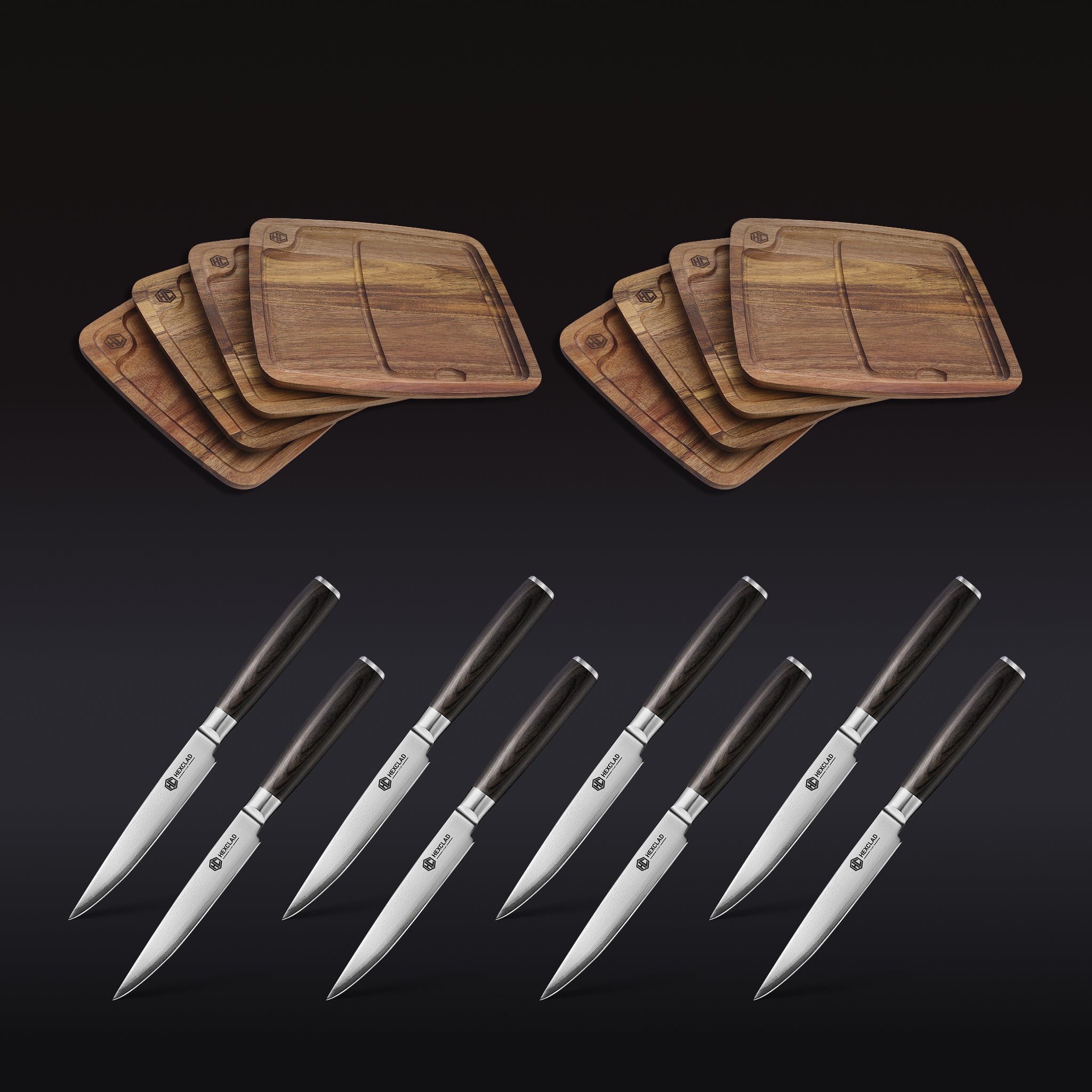 HexClad Steak Knife & Bistecca Plate Set, 16-pc (Espresso)