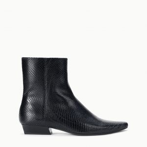 Staud WALLY FLAT ANKLE BOOT | BLACK SNAKE