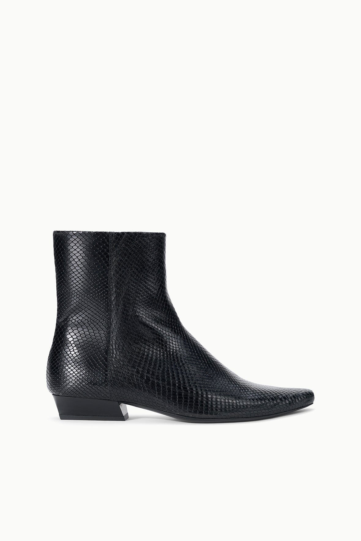 Staud WALLY FLAT ANKLE BOOT | BLACK SNAKE