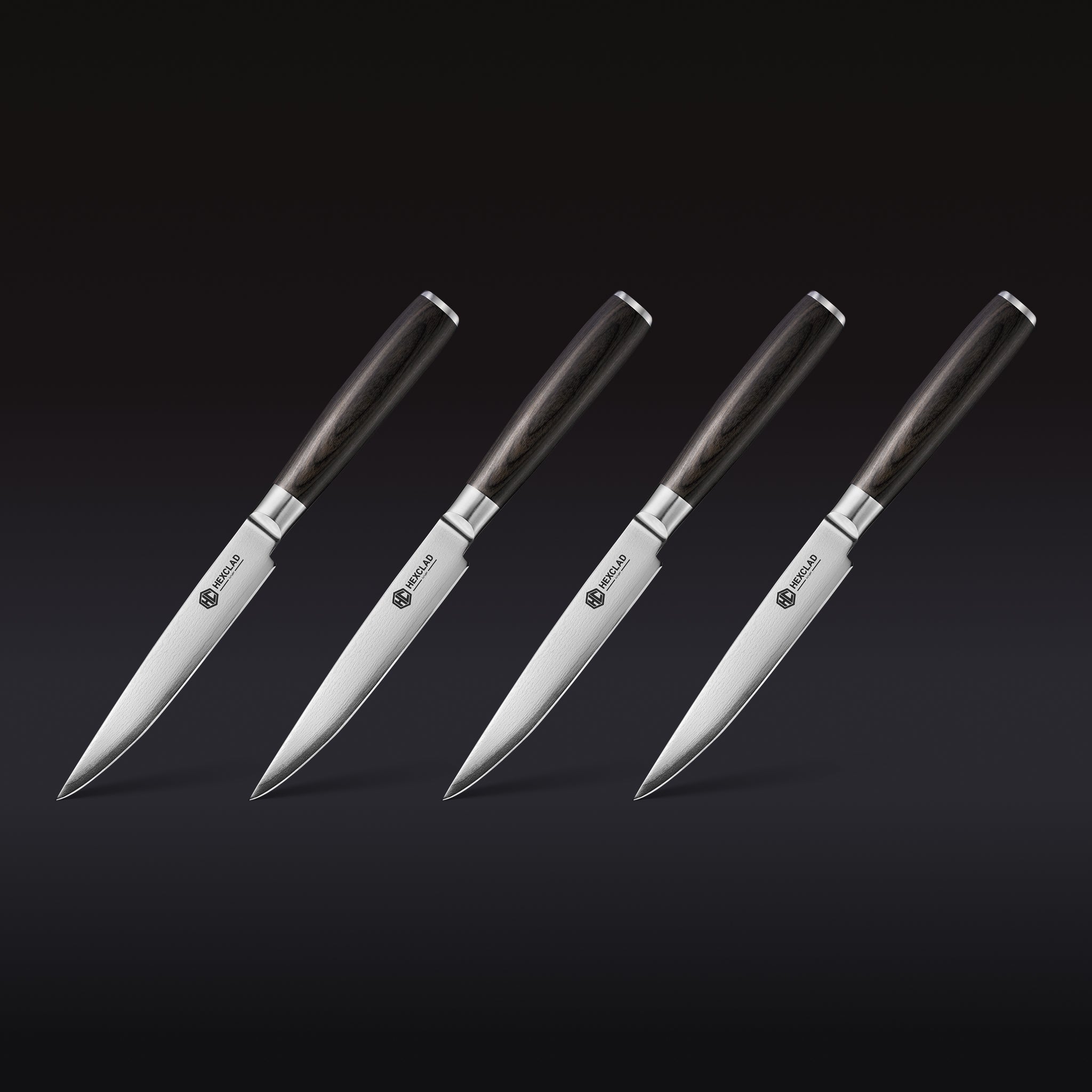 HexClad Damascus Steel Steak Knife Set, 4-pc (Espresso)