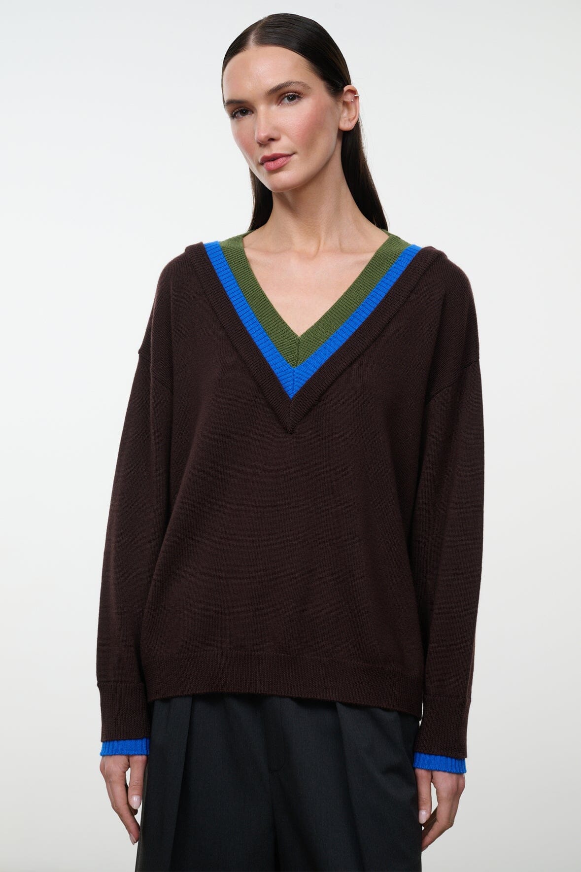 Staud NORMAN SWEATER | DARK OAK MULTI