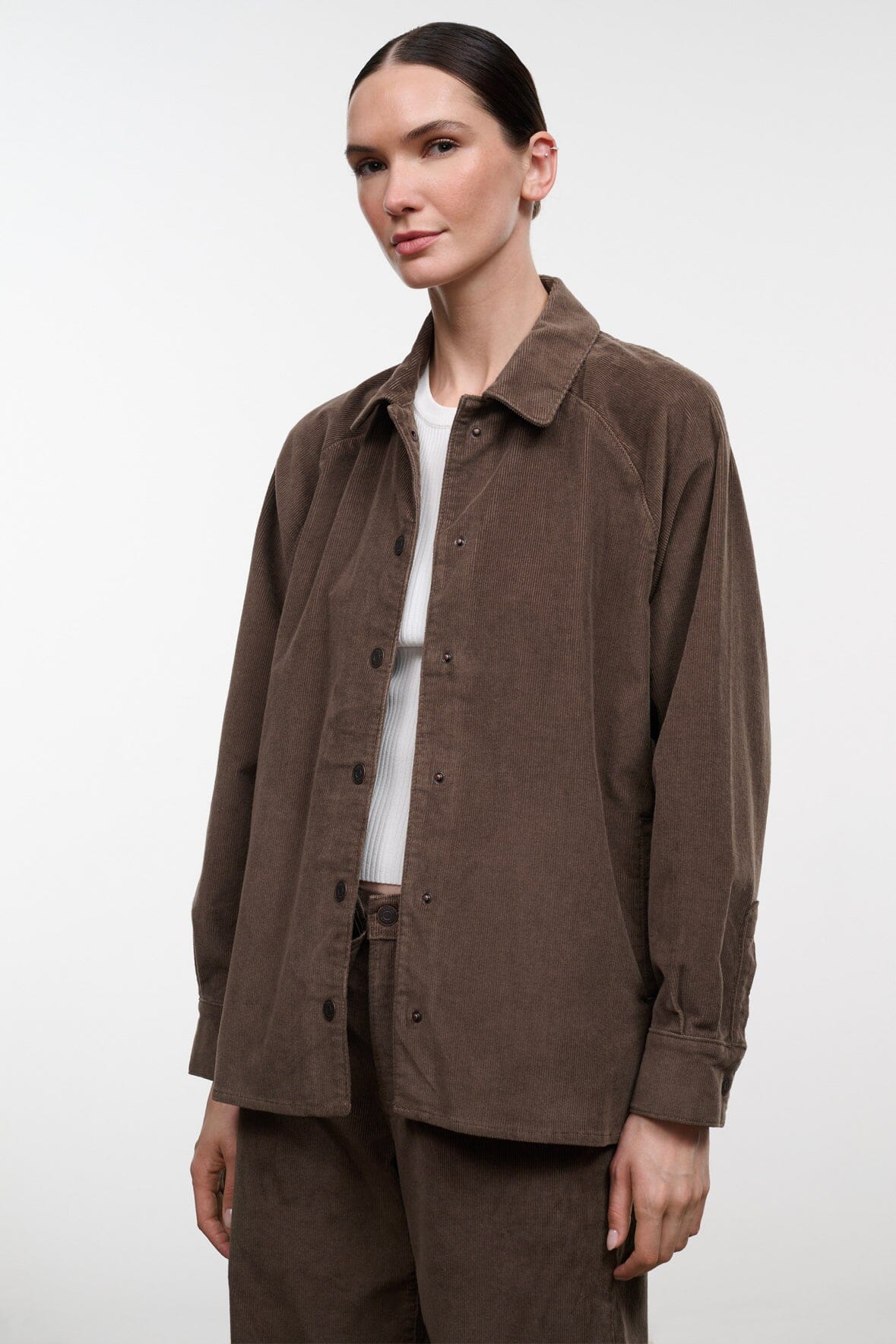 Staud MYLES SHIRT JACKET | OYSTER CORDUROY