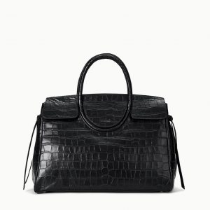Staud MAUDE CARRYALL | BLACK CROCO