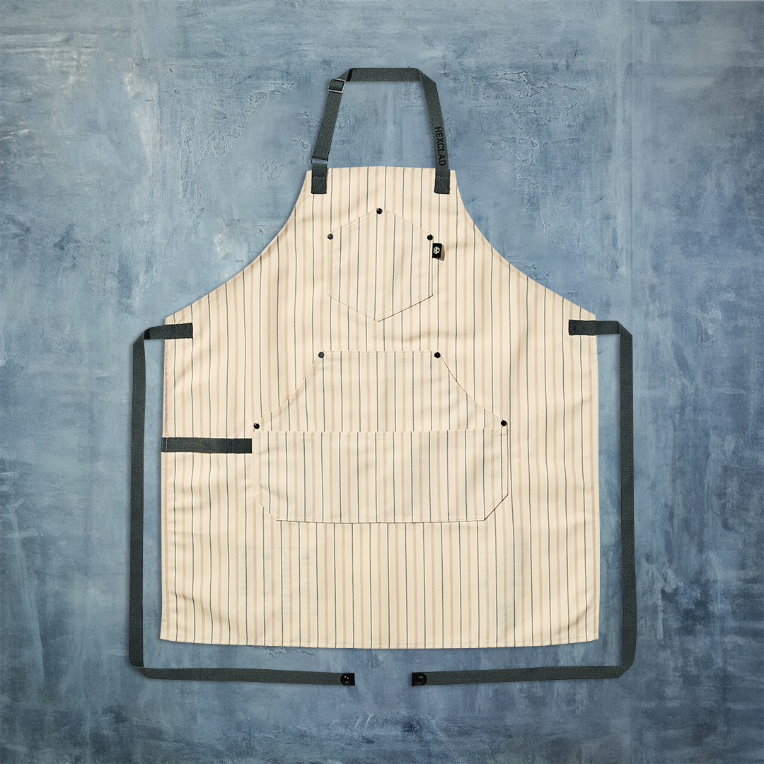 HexClad Eco Modern Apron (Pinstripe, Cream)