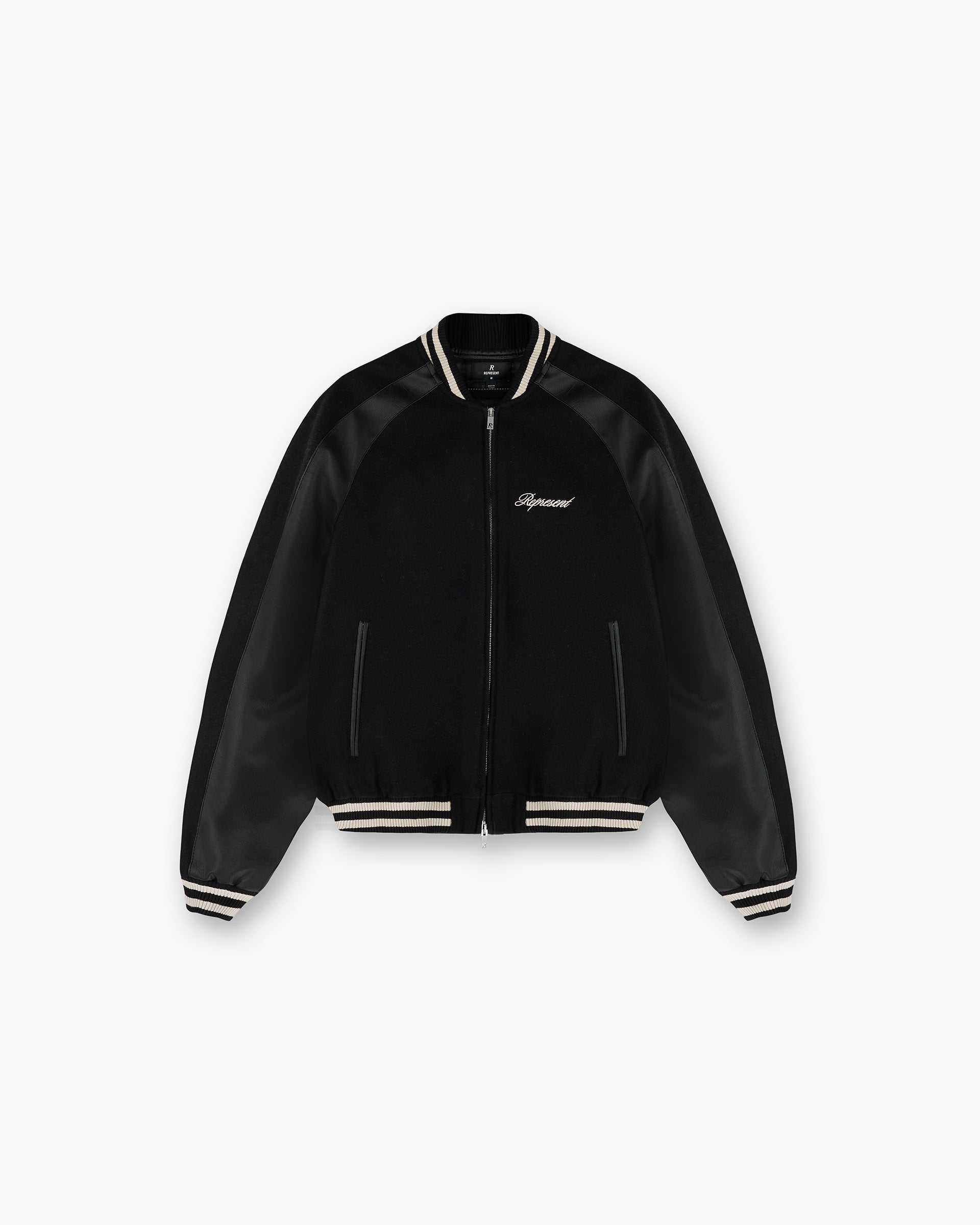 Represent Raglan Varsity Jacket - Black