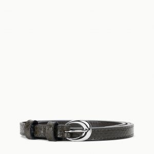 Staud SLIM MOON BUCKLE BELT - 13MM | ESPRESSO SNAKE