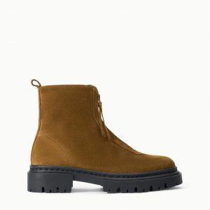 Staud MILES ZIP ANKLE BOOT | CIGAR