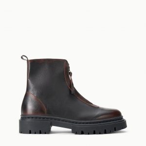 Staud MILES ZIP ANKLE BOOT | ESPRESSO DISTRESSED