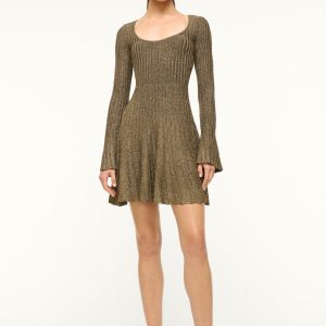 Staud RAQUEL DRESS | METALLIC GOLD