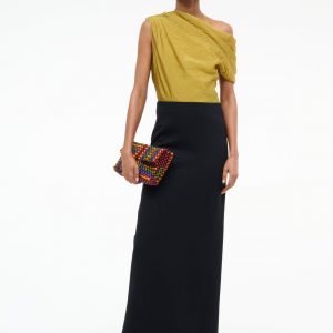 Staud TOPAZ DRESS | CHARTREUSE BLACK