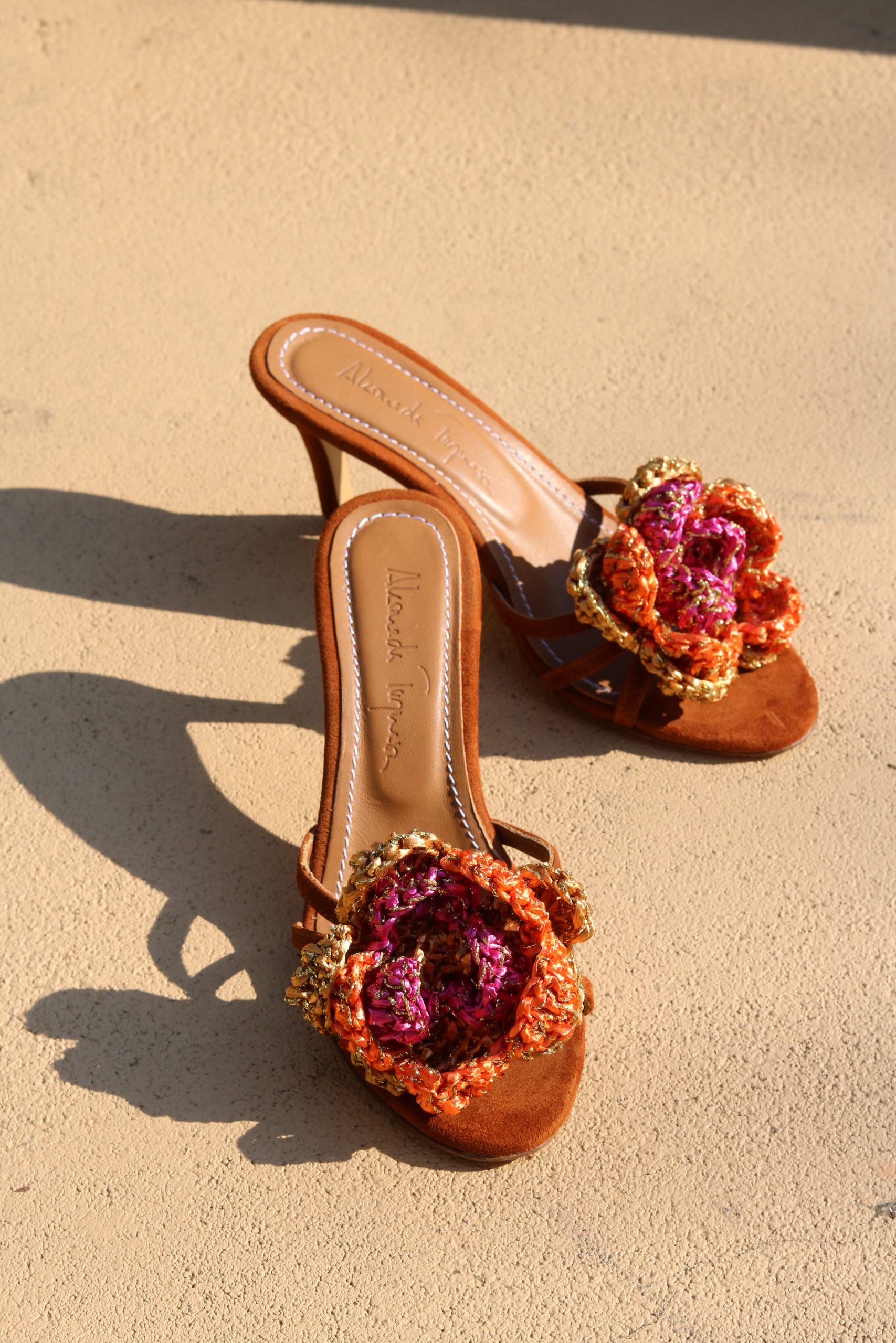 Alameda Turquesa Rose Sunset Crochet, Mules
