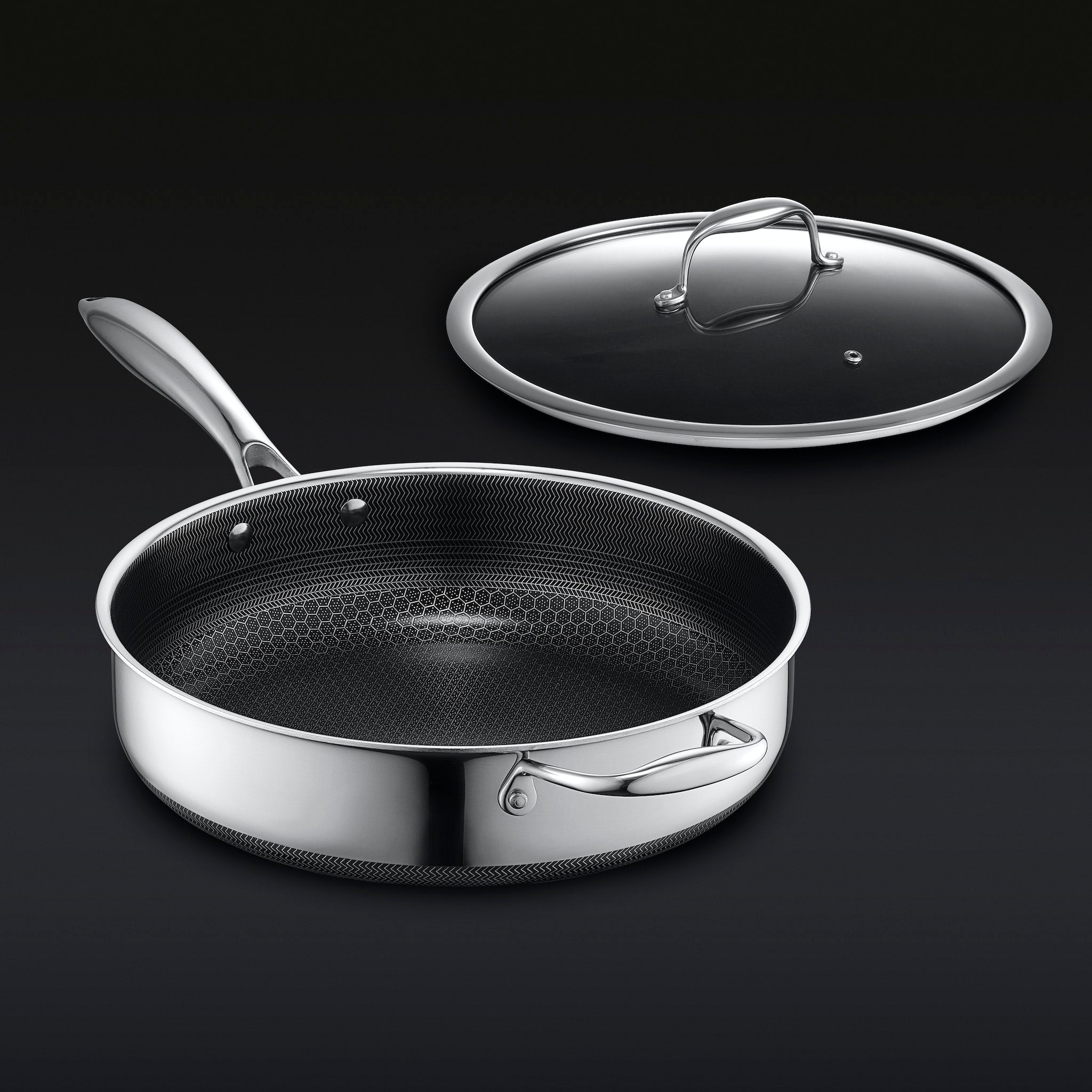 HexClad Hybrid Deep Sauté Pan with Lid, 4.5-Qt