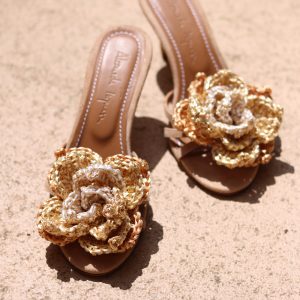 Alameda Turquesa Rose Vanilla Crochet, Mules